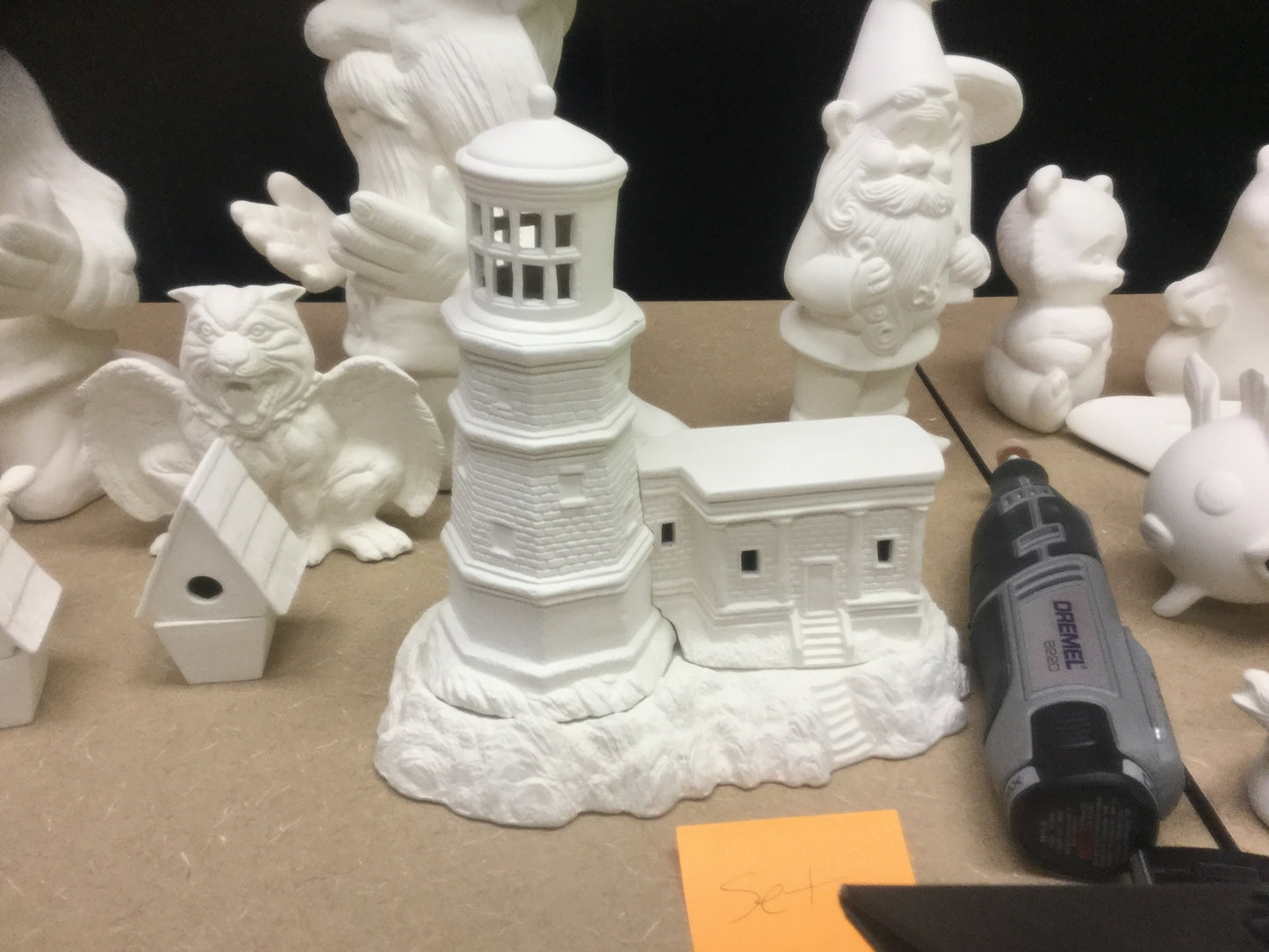 Brick house and light house with foundation