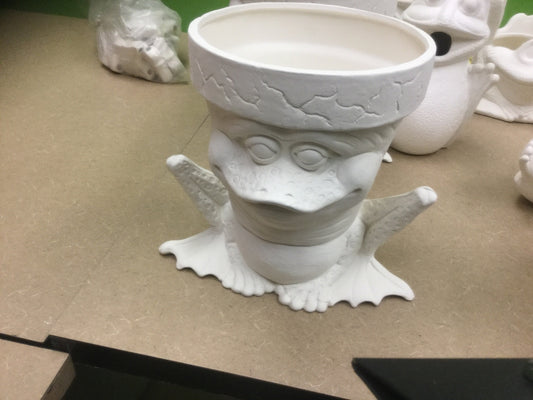 Frog head and body planter
