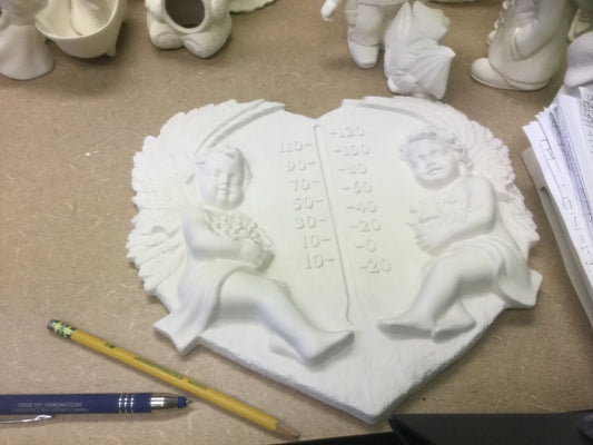 Cherubs in heart temperature gauge