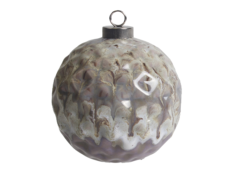 Faceted Silver Cap Ball Ornament