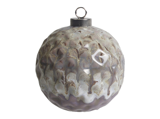 Faceted Silver Cap Ball Ornament