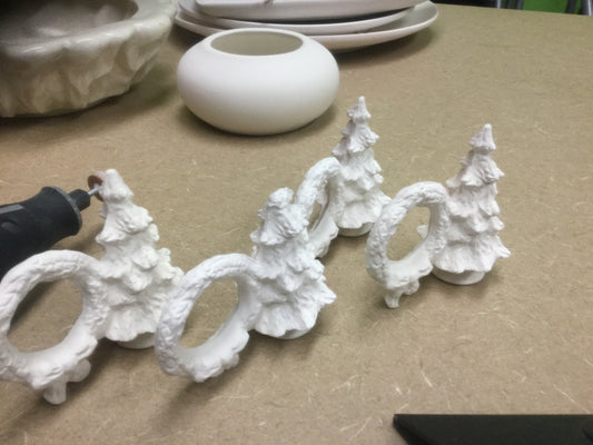 Christmas tree with wreath napkin holder set of 4