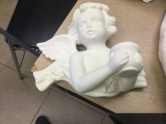 Cherub with roses and candle holder