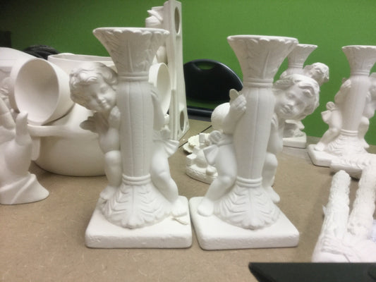 Cherub candle holder set