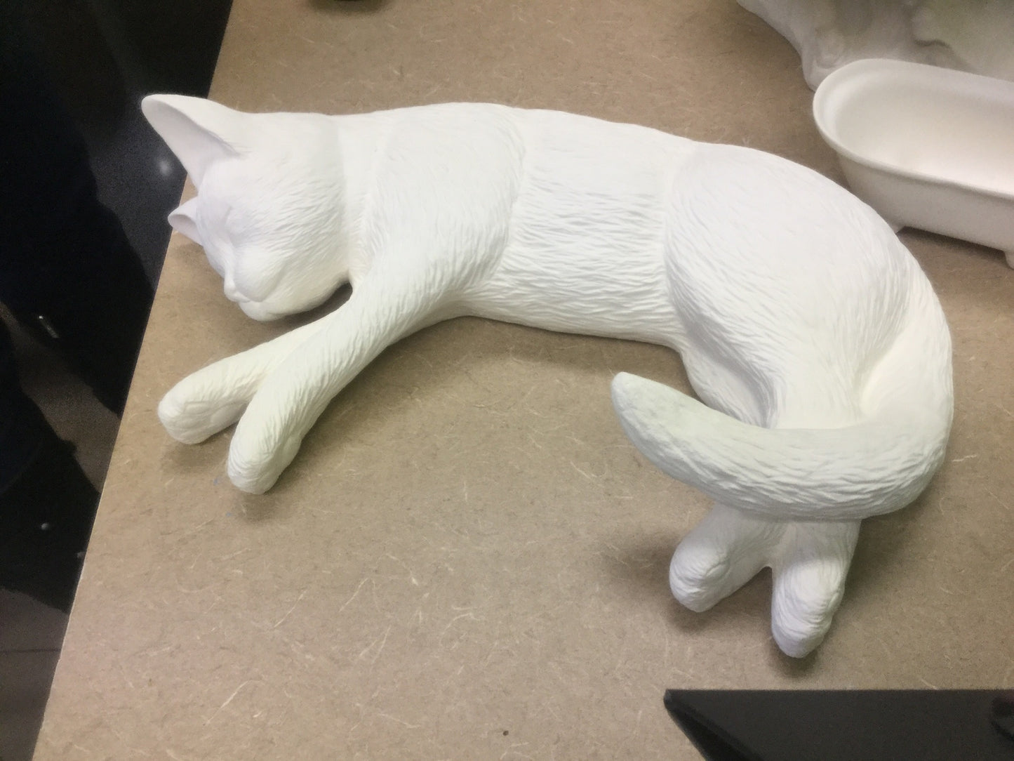 Cat laying on side plaque