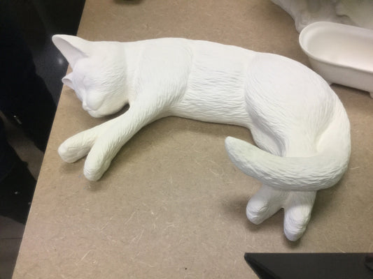Cat laying on side plaque