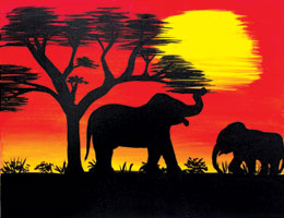 AFRICAN SUNSET I  - CANVAS PAINT KIT